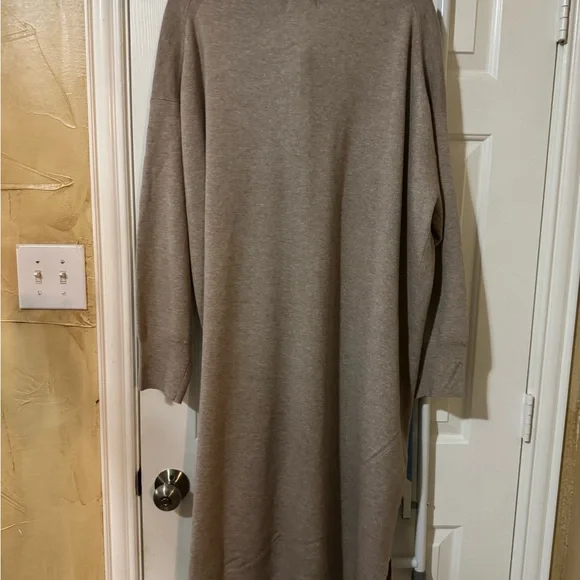 Ava & Viv women’s quarter zip long sleeve mini sweater dress taupe XXL